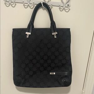 Tumi Black Tote with Textured Fabric and Leather Handles